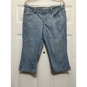 VTG Y2K LEI Blue Jean Capris Size 11 Denim Cropped Boho